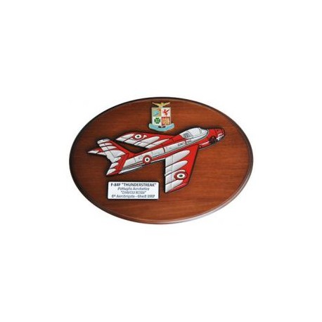 CREST ARALDICO AEREI F-84F THUNDERSTREAK DIAVOLI ROSSI GHEDI 1957 AERONAUTICA MILITARE MIS CM 22,5 X 17,5