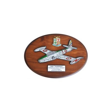 CREST ARALDICO AEREI F-84G THUNDERJET GUIZZO VILLAFRANCA 1953-55 AERONAUTICA MILITARE MIS CM 22,5 X 17,5