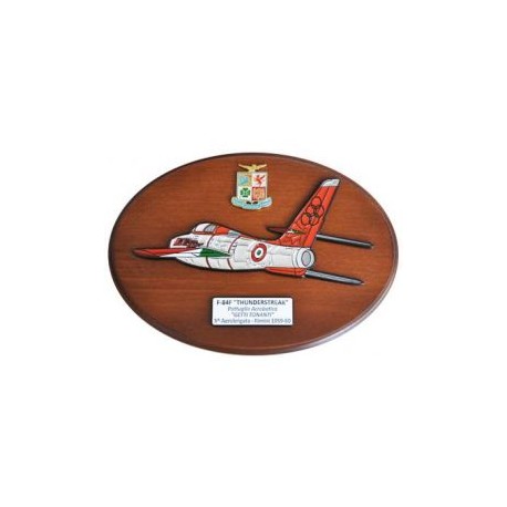 CREST ARALDICO AEREI F-84F THUNDERSTREAK GETTI TONANTI RIMINI 1959-60 AERONAUTICA MILITARE MIS CM 22,5 X 17,5