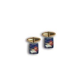 GEMELLI METALLO SMALTATO SCUOLA MILITARE AERONAUTICA GIULIO DOUET