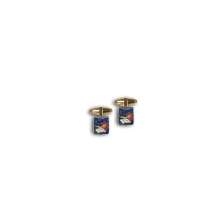 GEMELLI METALLO SMALTATO SCUOLA MILITARE AERONAUTICA GIULIO DOUET