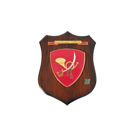CREST ARALDICO CON STEMMA BRIGATA BERSAGLIERI GARIBALDI MIS CM 22,5 X 17,5
