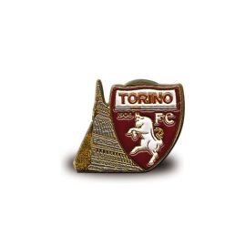 DISTINTIVO DORATO IN METALLO SMALTATO MOLE E LOGO UFFICIALE TORINO FC