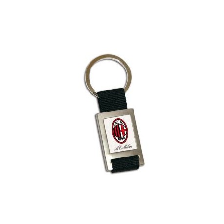 PORTACHIAVI METALLO E STOFFA ETICHETTA RESINATA LOGO UFFICIALE MILAN