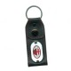 PORTACHIAVI IN PELLE NERA CON BORCHIA METALLICA SMALTATA LOGO UFFICIALE MILAN
