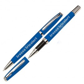 SET DUE PENNE: PENNA A SFERA E PENNA A ROLLER, ENTRAMBE CON INCHIOSTRO NERO FRECCE TRICOLORI