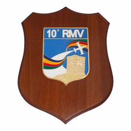 CREST IN METALLO SMALTATO BASE LEGNO CL3 22,50 X 17,50 10 REPARTO MANUTENZIONE VEICOLI