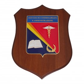 CREST IN METALLO SMALTATO BASE LEGNO CL3 22,50 X 17,50 SERVIZIO DI COMMISSARIATO E AMMINISTRAZIONE