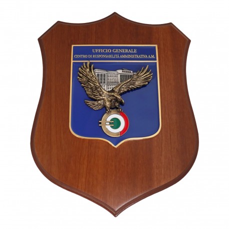 CREST IN METALLO SMALTATO BASE LEGNO CL3 22,50 X 17,50 UFFICIO GENERALE