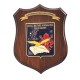 CREST ARALDICO IN METALLO SMALTATO CON BASE IN LEGNO SCUOLA MILITARE AERONAUTICA GIULIO DOUHET MIS CM 22,5 X 17,5