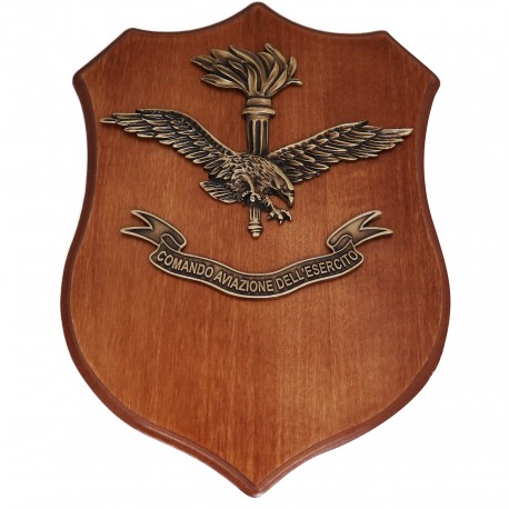 CREST IN METALLO SMALTATO SU BASE IN LEGNO CL12 25 X 18 CM COMANDO AVIAZIONE