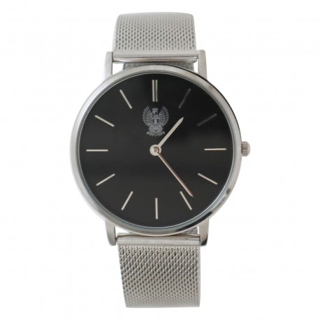 OROLOGIO ANALOGICO QUADRANTE NERO POLIZIA DI STATO CINT METALLO