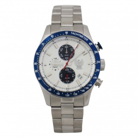 OROLOGIO CRONO QUADRANTE BLU AQUILA POLIZIA DI STATO CINTURINO ACCIAIO