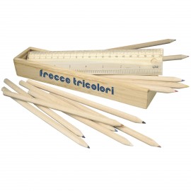 SET MATITE COLORATE CON ASTUCCIO IN LEGNO FRECCE TRICOLORI