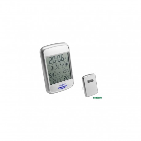 STAZIONE METEO CON SENSORE WIRELESS RILEVATORE DELLA TEMPERATURA ESTERNA, OROLOGIO, PREVISIONI DEL TEMPO