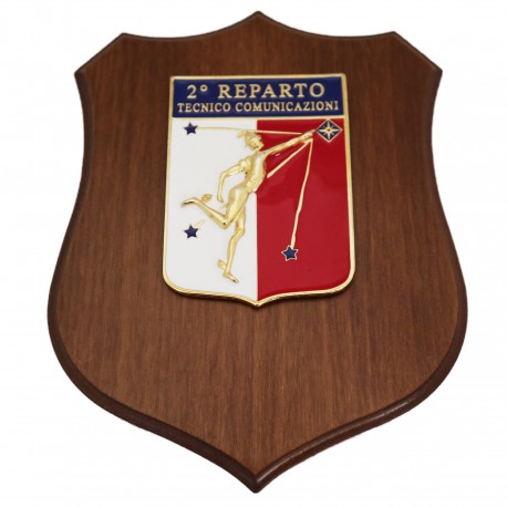 CREST IN METALLO SMALTATO BASE LEGNO CL3 22,50 X 17,50 CM 2 REP TECNICO COMUNICAZIONI