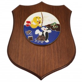 CREST IN METALLO SMALTATO BASE LEGNO CL3 22,50 X 17,50 CM 82 CSAR