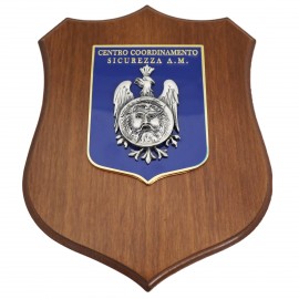CREST IN METALLO SMALTATO BASE LEGNO CL3 22,50 X 17,50 CM CENTRO COORDINAMENTO SICUREZZA