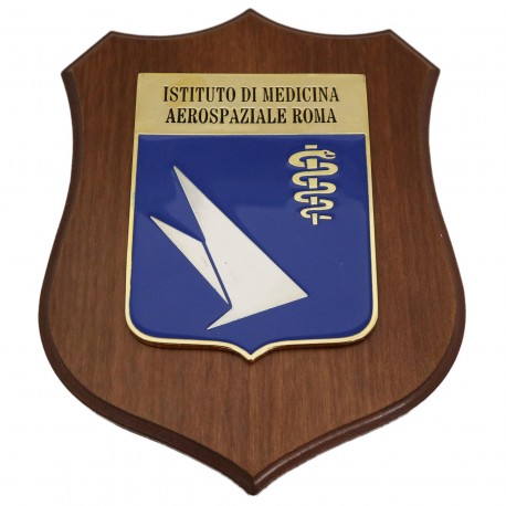 CREST IN METALLO SMALTATO BASE LEGNO CL3 22,50 X 17,50 CM ISTITUTO MEDICINA