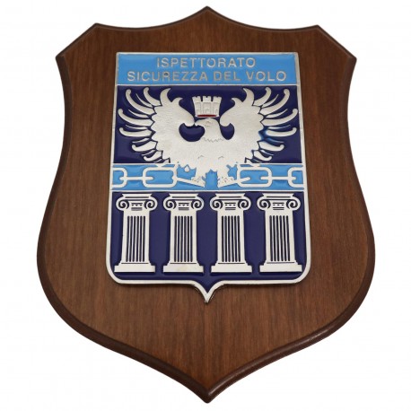 CREST IN METALLO SMALTATO BASE LEGNO CL3 22,50 X 17,50 CM ISPET SIC VOLO