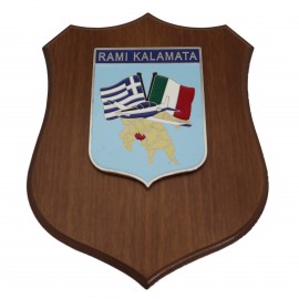 CREST IN METALLO SMALTATO BASE LEGNO CL3 22,50 X 17,50 CMRAMI KALAMATA