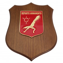 CREST IN METALLO SMALTATO BASE LEGNO CL3 22,50 X 17,50 CM REPARTO ARMAMENTO