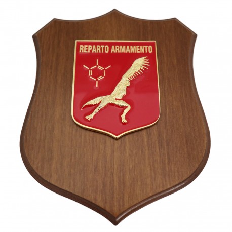 CREST IN METALLO SMALTATO BASE LEGNO CL3 22,50 X 17,50 CM REPARTO ARMAMENTO