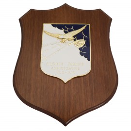 CREST IN METALLO SMALTATO BASE LEGNO CL3 22,50 X 17,50 CM REP TECN ADD TELECOMUNICAZIONI