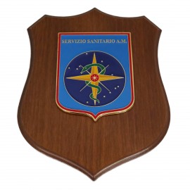 CREST IN METALLO SMALTATO BASE LEGNO CL3 22,50 X 17,50 CM SERVIZIO SANITARIO