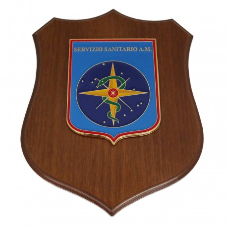 CREST IN METALLO SMALTATO BASE LEGNO CL3 22,50 X 17,50 CM SERVIZIO SANITARIO