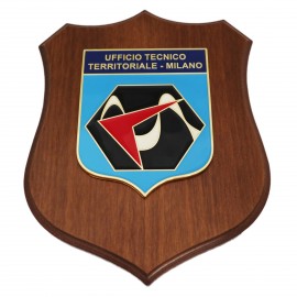 CREST IN METALLO SMALTATO BASE LEGNO CL3 22,50 X 17,50 CM UFF TECNICO TERRITORIALE