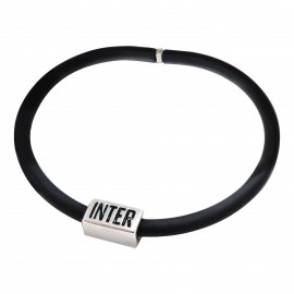 BRACCIALE IN SILICONE NERO SCRITTA INTER IN NERO E BLU
