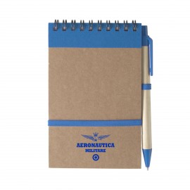BLOCK NOTES A SPIRALE 10X14.5X0.8 CM, CHIUSURA ELASTICO, 70 PAGINE A RIGHE, CON PENNA A SFERA AERONAUTICA MILITARE