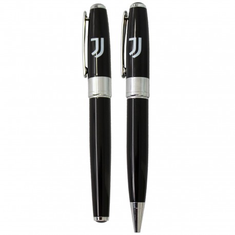 SET ROLLER E PENNA IN OTTONE CON FUSTO LACCATO NERO STAMPATO LOGO UFFICIALE JUVENTUS