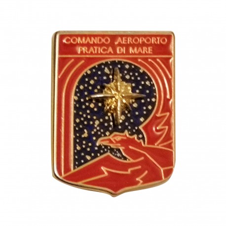 DISTINTIVO DA CAMICIA 25X32MM IN METALLO CON STEMMA COMANDO AEROPORTO PRATICA DI MARE