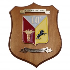 CREST IN METALLO SMALTATO LEGNO CL3 22 X 17 CM 10 REP SANITA' NAPOLI