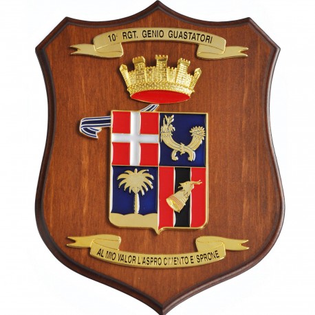 CREST IN METALLO SMALTATO LEGNO CL3 22 X 17 CM 10 RGT GUASTATORI