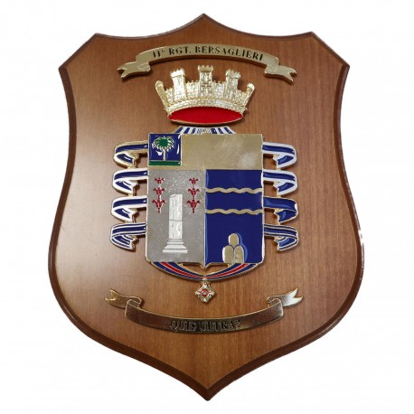 CREST IN METALLO SMALTATO LEGNO CL3 22 X 17 CM 11 RGT BERSAGLIERI