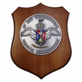CREST IN METALLO SMALTATO LEGNO CL3 22 X 17 CM 11 RGT TRASMIS CALOTTA SOTTUFFICIALI