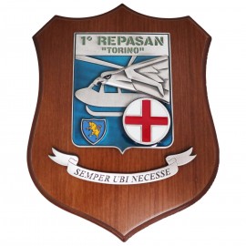 CREST IN METALLO SMALTATO BASE LEGNO CL3 22X17 CM 1 REPASAN TORINO