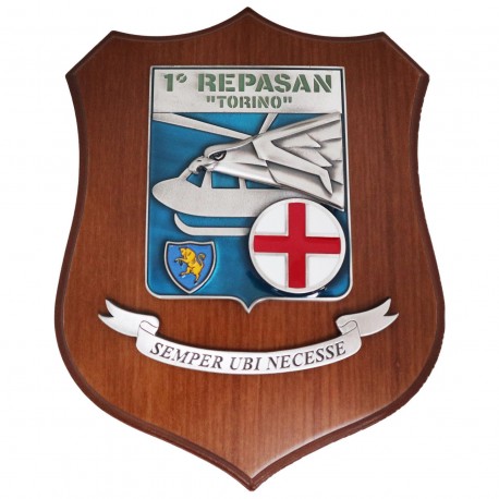 CREST IN METALLO SMALTATO BASE LEGNO CL3 22X17 CM 1 REPASAN TORINO