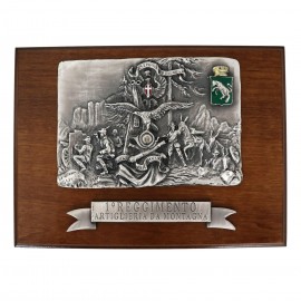 CREST IN METALLO SMALTATO LEGNO CL4 17 X 23 CM 1 RGT ARTIGLIERIA DA MONTAGNA