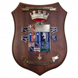 CREST IN METALLO SMALTATO LEGNO CL26 22 X 17 CM 1 RGT BERSAGLIERI