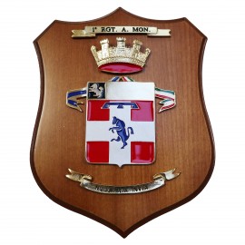 CREST IN METALLO SMALTATO LEGNO CL3 22 X 17 CM 1 RGT ARTIGLIERIA TERR ESTRE MONTAGNA