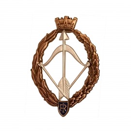 DISTINTIVO DA CAMICIA 36X52 MM IN METALLO CON STEMMA CACCIA ARGENTATO