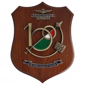 CREST LOGO 3D SAGOMATO IN METALLO DORATO O BRONZATO E SMALTATO SU BASE IN LEGNO