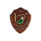 CREST MEDIO LOGO 3D SAGOMATO IN METALLO DORATO O BRONZATO E SMALTATO SU BASE IN LEGNO
