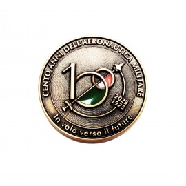 COIN LOGO 3D IN METALLO BRONZATO E SMALTATO, DIAMETRO 45 MM, SPESSORE 3MM