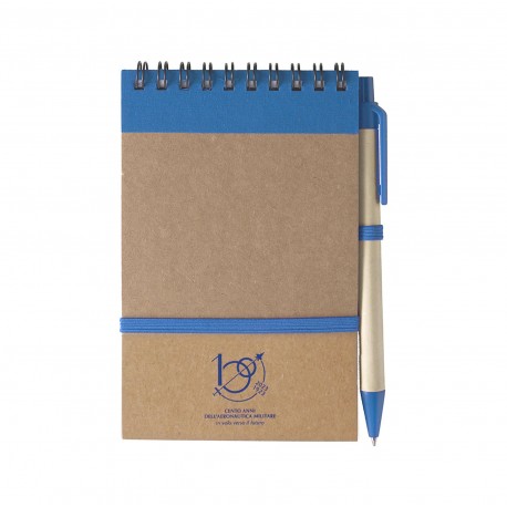 BLOCK NOTES A SPIRALE, CHIUSURA CON ELASTICO, 70 PAGINE A RIGHE, DOTATO DI PENNA