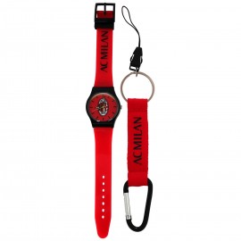 KIT OROLOGIO E PORTACHIAVI CON MOSCHETTONE MILAN